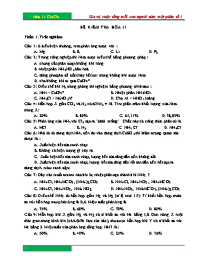 Đề kiểm tra học kì I môn Hóa học Lớp 11